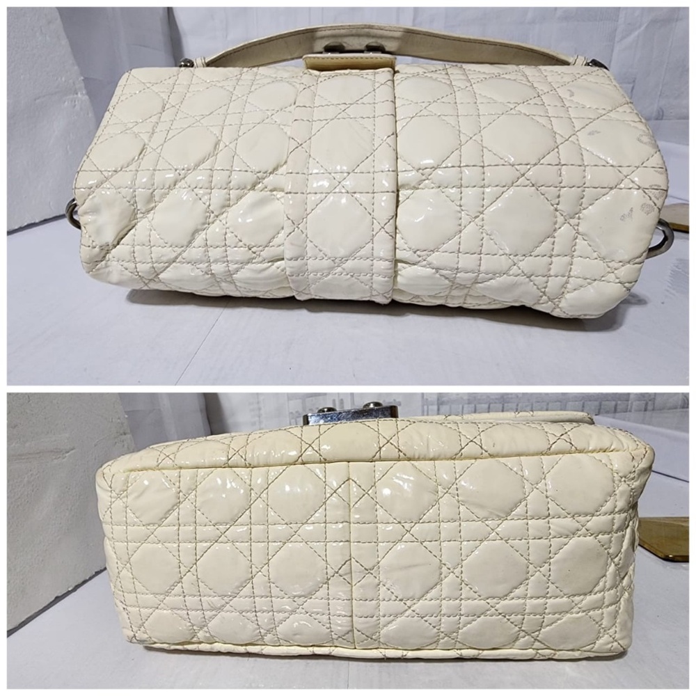 Authentic CHRISTIAN DIOR Lambskin Patent Cannage New Lock Flap Shoulder Bag - Picture 6 of 16